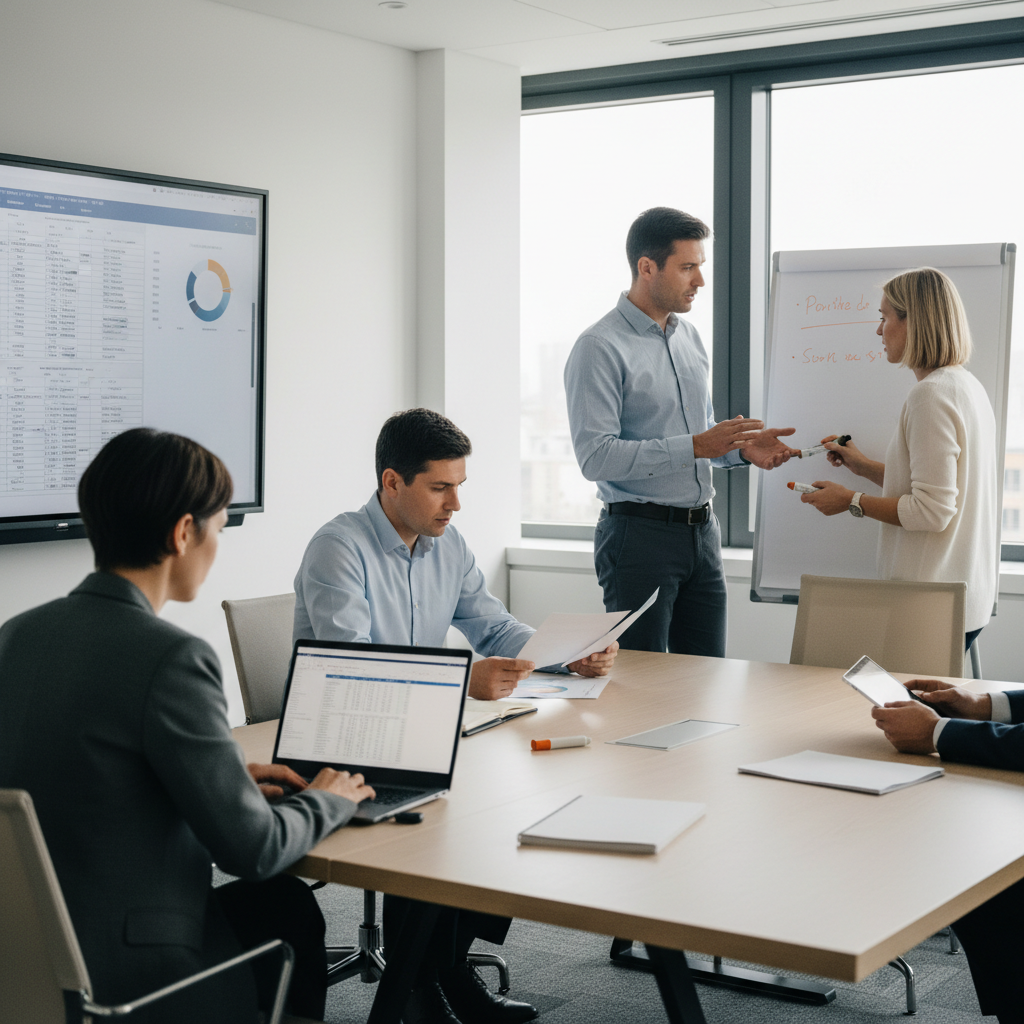 Unterschiedliche Perspektiven auf Auftragseingang in einem Meeting ohne gemeinsamen Gesamtblick