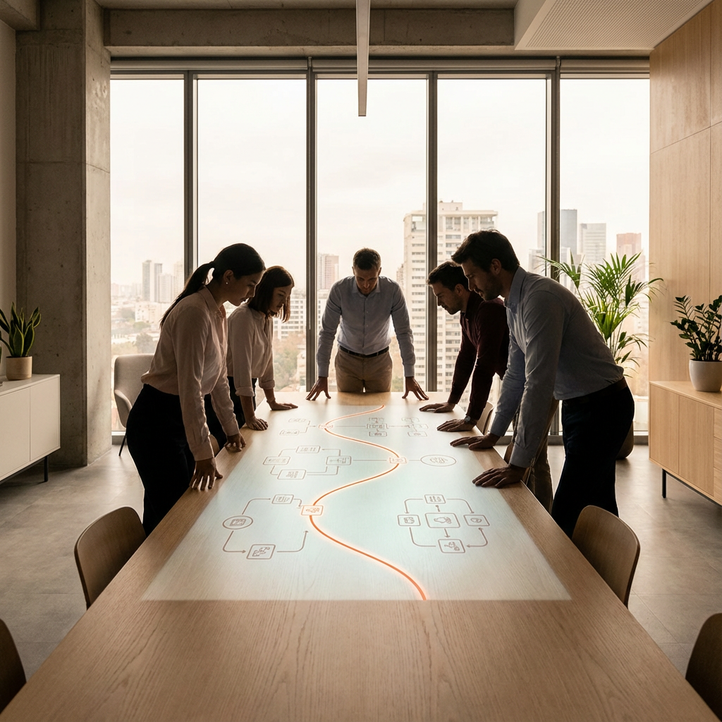 Gemeinsamer Blick auf strukturierte Darstellung zur Klärung des Engpasses im Auftragseingang